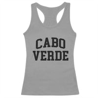 Cabo Verde Returns Home National Pride Varsity Style Racerback Tank Top Cape Verde Minimalist Text Graphic