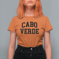Cabo Verde Returns Home National Pride Varsity Style T Shirt For Women Cape Verde Minimalist Text Graphic
