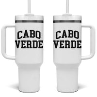 Cabo Verde Returns Home National Pride Varsity Style Tumbler With Handle Cape Verde Minimalist Text Graphic