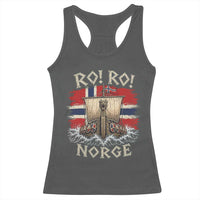 Retro Norge Viking Longship Ro Ro Racerback Tank Top Patriotic Norge Norwegian Flag Funny Rowing Support