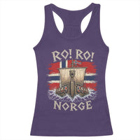 Retro Norge Viking Longship Ro Ro Racerback Tank Top Patriotic Norge Norwegian Flag Funny Rowing Support