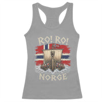 Retro Norge Viking Longship Ro Ro Racerback Tank Top Patriotic Norge Norwegian Flag Funny Rowing Support