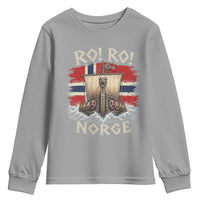 Retro Norge Viking Longship Ro Ro Youth Sweatshirt Patriotic Norge Norwegian Flag Funny Rowing Support