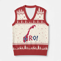 Norway Flag Country Map Patriotic Ro Ro Chant V-Neck Knit Sweater Vest Norwegian Viking Row Soccer Supporter Football Fans
