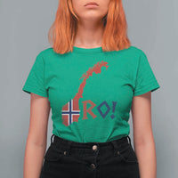 Norway Flag Country Map Patriotic Ro Ro Chant T Shirt For Women Norwegian Viking Row Soccer Supporter Football Fans