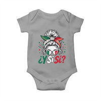 Y Si Si Mexican Flag Messy Bun with Sunglasses Graphic Baby Onesie What If Yes Mexico Latina Pride