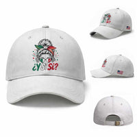 Y Si Si Mexican Flag Messy Bun with Sunglasses Graphic Baseball Cap What If Yes Mexico Latina Pride