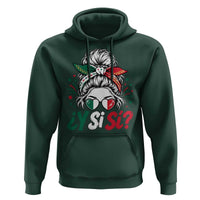 Y Si Si Mexican Flag Messy Bun with Sunglasses Graphic Hoodie What If Yes Mexico Latina Pride