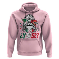 Y Si Si Mexican Flag Messy Bun with Sunglasses Graphic Hoodie What If Yes Mexico Latina Pride