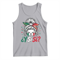 Y Si Si Mexican Flag Messy Bun with Sunglasses Graphic Tank Top What If Yes Mexico Latina Pride
