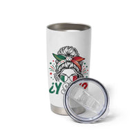 Y Si Si Mexican Flag Messy Bun with Sunglasses Graphic Tumbler Cup What If Yes Mexico Latina Pride