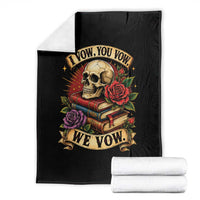 Vintage Skull Roses Gothic Dark Academia Aesthetic Throw Blanket I Vow You Vow We Vow Fantasy Fiction Bookish Gift