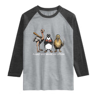 Flight Was Never An Option Flightless Birds Raglan Shirt Funny Ostrich Penguin Kiwi Brawler Dark Humor Graphic