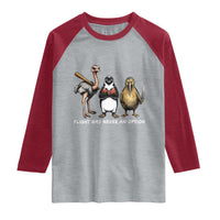 Flight Was Never An Option Flightless Birds Raglan Shirt Funny Ostrich Penguin Kiwi Brawler Dark Humor Graphic