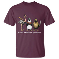 Flight Was Never An Option Flightless Birds T Shirt Funny Ostrich Penguin Kiwi Brawler Dark Humor Graphic