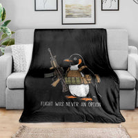 Flight Was Never An Option Tactical Penguin Throw Blanket Funny Military Camo Vest Combat Animal Dark Humor Graphic