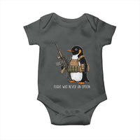 Flight Was Never An Option Tactical Penguin Baby Onesie Funny Military Camo Vest Combat Animal Dark Humor Graphic