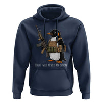 Flight Was Never An Option Tactical Penguin Hoodie Funny Military Camo Vest Combat Animal Dark Humor Graphic