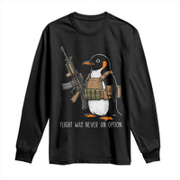 Flight Was Never An Option Tactical Penguin Long Sleeve Shirt Funny Military Camo Vest Combat Animal Dark Humor Graphic