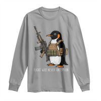 Flight Was Never An Option Tactical Penguin Long Sleeve Shirt Funny Military Camo Vest Combat Animal Dark Humor Graphic