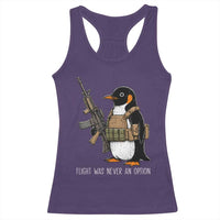 Flight Was Never An Option Tactical Penguin Racerback Tank Top Funny Military Camo Vest Combat Animal Dark Humor Graphic