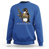 Flight Was Never An Option Tactical Penguin Sweatshirt Funny Military Camo Vest Combat Animal Dark Humor Graphic