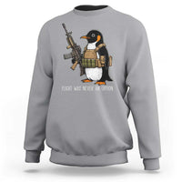 Flight Was Never An Option Tactical Penguin Sweatshirt Funny Military Camo Vest Combat Animal Dark Humor Graphic