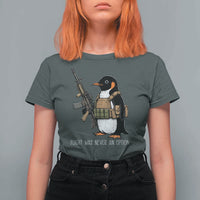 Flight Was Never An Option Tactical Penguin T Shirt For Women Funny Military Camo Vest Combat Animal Dark Humor Graphic