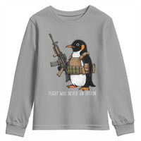 Flight Was Never An Option Tactical Penguin Youth Sweatshirt Funny Military Camo Vest Combat Animal Dark Humor Graphic