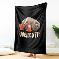 Funny Neil The Seal Nailed It Meme Throw Blanket Cute Chaotic Viral Elephant Seal Traffic Cone Pun