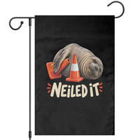 Funny Neil The Seal Nailed It Meme Garden Flag Cute Chaotic Viral Elephant Seal Traffic Cone Pun