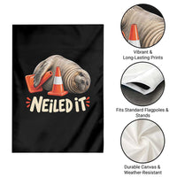Funny Neil The Seal Nailed It Meme Garden Flag Cute Chaotic Viral Elephant Seal Traffic Cone Pun