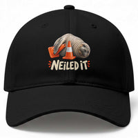 Funny Neil The Seal Nailed It Meme Baseball Cap Cute Chaotic Viral Elephant Seal Traffic Cone Pun
