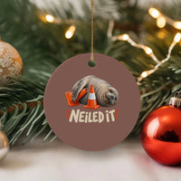 Funny Neil The Seal Nailed It Meme Ceramic Ornament Cute Chaotic Viral Elephant Seal Traffic Cone Pun