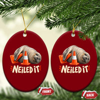 Funny Neil The Seal Nailed It Meme Ceramic Ornament Cute Chaotic Viral Elephant Seal Traffic Cone Pun