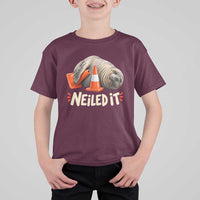 Funny Neil The Seal Nailed It Meme T Shirt For Kid Cute Chaotic Viral Elephant Seal Traffic Cone Pun