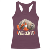 Funny Neil The Seal Nailed It Meme Racerback Tank Top Cute Chaotic Viral Elephant Seal Traffic Cone Pun
