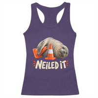 Funny Neil The Seal Nailed It Meme Racerback Tank Top Cute Chaotic Viral Elephant Seal Traffic Cone Pun