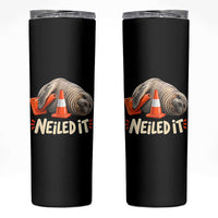Funny Neil The Seal Nailed It Meme Skinny Tumbler Cute Chaotic Viral Elephant Seal Traffic Cone Pun