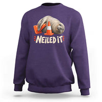 Funny Neil The Seal Nailed It Meme Sweatshirt Cute Chaotic Viral Elephant Seal Traffic Cone Pun