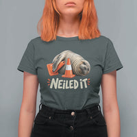 Funny Neil The Seal Nailed It Meme T Shirt For Women Cute Chaotic Viral Elephant Seal Traffic Cone Pun