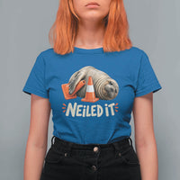 Funny Neil The Seal Nailed It Meme T Shirt For Women Cute Chaotic Viral Elephant Seal Traffic Cone Pun