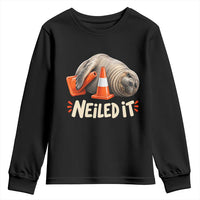 Funny Neil The Seal Nailed It Meme Youth Sweatshirt Cute Chaotic Viral Elephant Seal Traffic Cone Pun