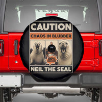 Retro Neil the Seal Caution Chaos in Blubber Spare Tire Cover Funny Viral Chaotic Elephant Seal Traffic Cone Meme