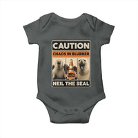 Retro Neil the Seal Caution Chaos in Blubber Baby Onesie Funny Viral Chaotic Elephant Seal Traffic Cone Meme