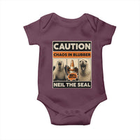 Retro Neil the Seal Caution Chaos in Blubber Baby Onesie Funny Viral Chaotic Elephant Seal Traffic Cone Meme