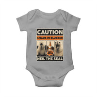Retro Neil the Seal Caution Chaos in Blubber Baby Onesie Funny Viral Chaotic Elephant Seal Traffic Cone Meme