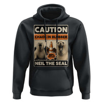 Retro Neil the Seal Caution Chaos in Blubber Hoodie Funny Viral Chaotic Elephant Seal Traffic Cone Meme