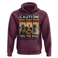 Retro Neil the Seal Caution Chaos in Blubber Hoodie Funny Viral Chaotic Elephant Seal Traffic Cone Meme