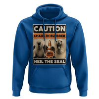 Retro Neil the Seal Caution Chaos in Blubber Hoodie Funny Viral Chaotic Elephant Seal Traffic Cone Meme